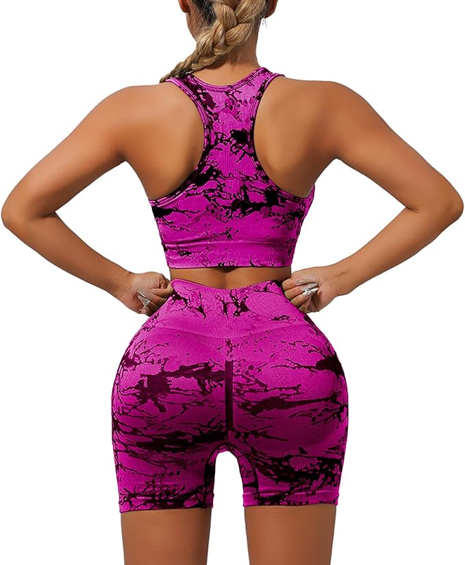 IwIeIaIrI Workout Sets for Women 2 Piece Seamless High Waist Shorts Yoga Outfits Sports Bra Gym Shorts