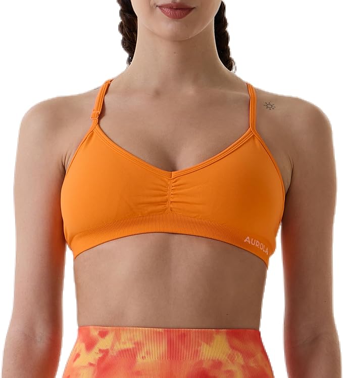 AUROLA Mercury Workout Sports Bras Women Athletic Removable Padded Backless Strapy Minimal Crop Top