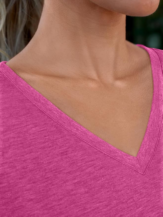 AUTOMET T-Shirts Short Sleeve V Neck Tees Tops for Women Fashion Trendy Lightweight Soft Casual Summer Outfits Clothes 2026