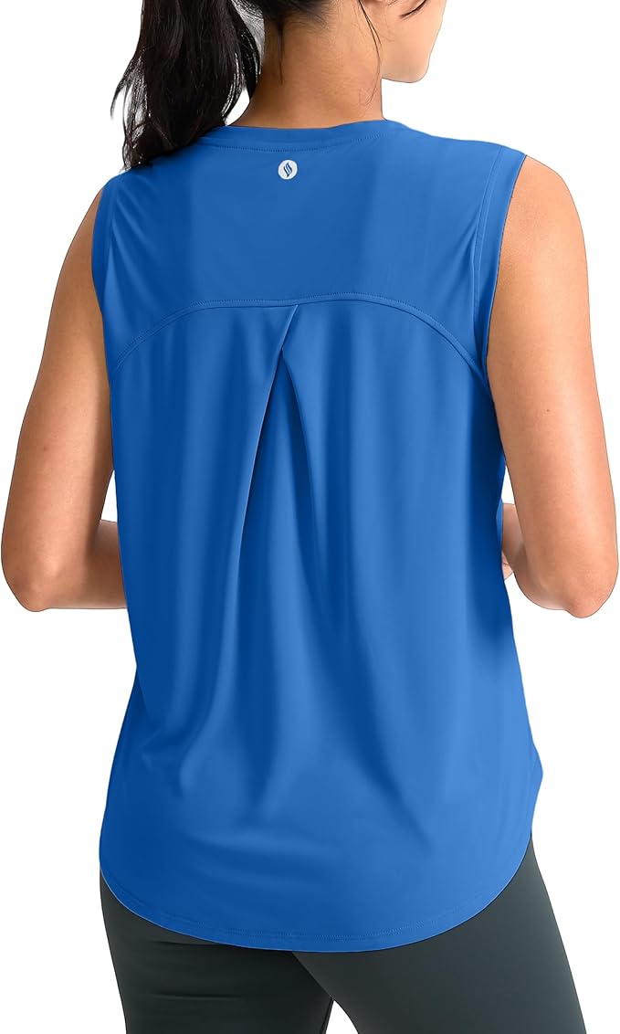 SANTINY Women's Sleeveless Workout Tops Breathable Lightweight Active Tennis Yoga Shirts Athletic Running Tank Tops for Women