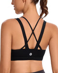 RUNNING GIRL Sports Bras for Women,Padded Strappy Sports Bras Criss-Cross Back Medium Support Sports Bras with Removable Cups