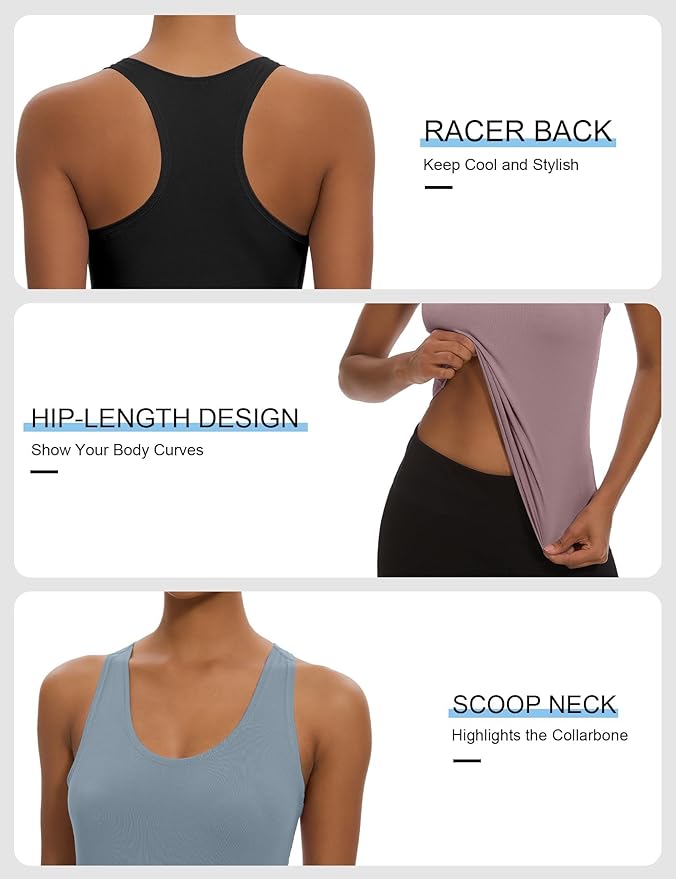 Dalavch 5 Pack Women's Workout Racerback Tank Tops Crop Spandex Yoga Athletic Running Gym Sports Tops for Women
