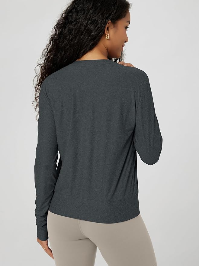 ODODOS Women's Long Sleeve Crewneck Tee - Ultra-Soft odSTRATUM Tech Performance T-Shirts UPF 50+ Daily Pullover Tops