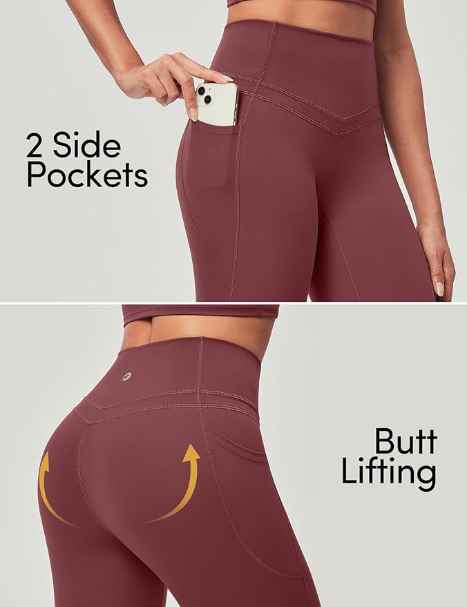 IUGA Compression Leggings with Pockets for Women Tummy Control Leggings No Front Seam Workout High Waist Yoga Pants