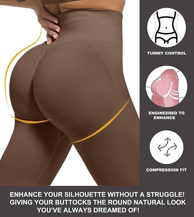 CHRLEISURE Workout Leggings Sets for Women, Gym Scrunch Butt Butt Lifting Seamless Leggings 3 Piece