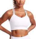 CRZ YOGA Softness Mold Butterluxe Strappy Longline Sports Bras for Women - Double Spaghetti Strap Workout Yoga Crop Top