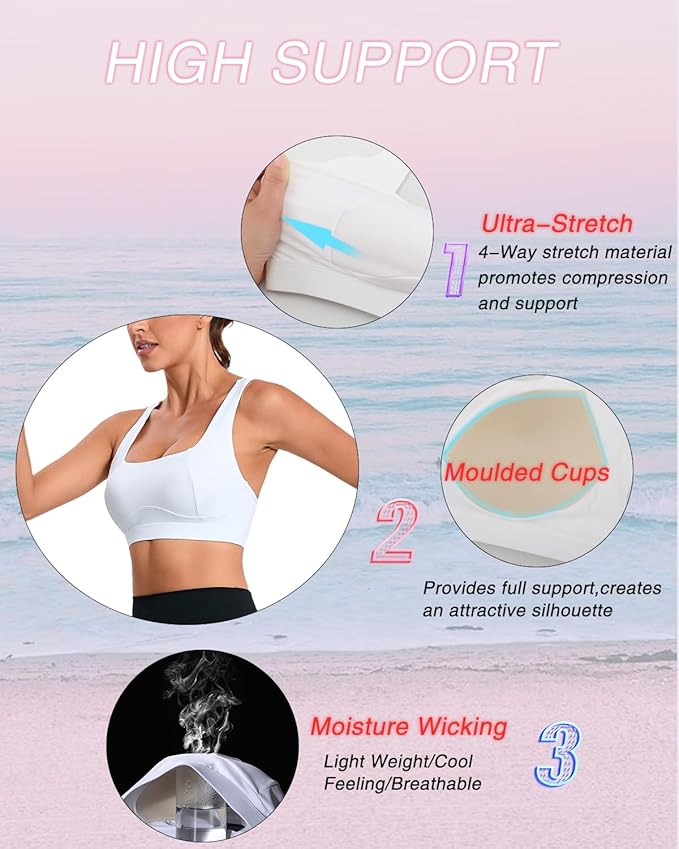 RUNNING GIRL Sports Bras for Women, Molded Cup High Impact Sports Bra Workout Bras for Women High Support Racerback