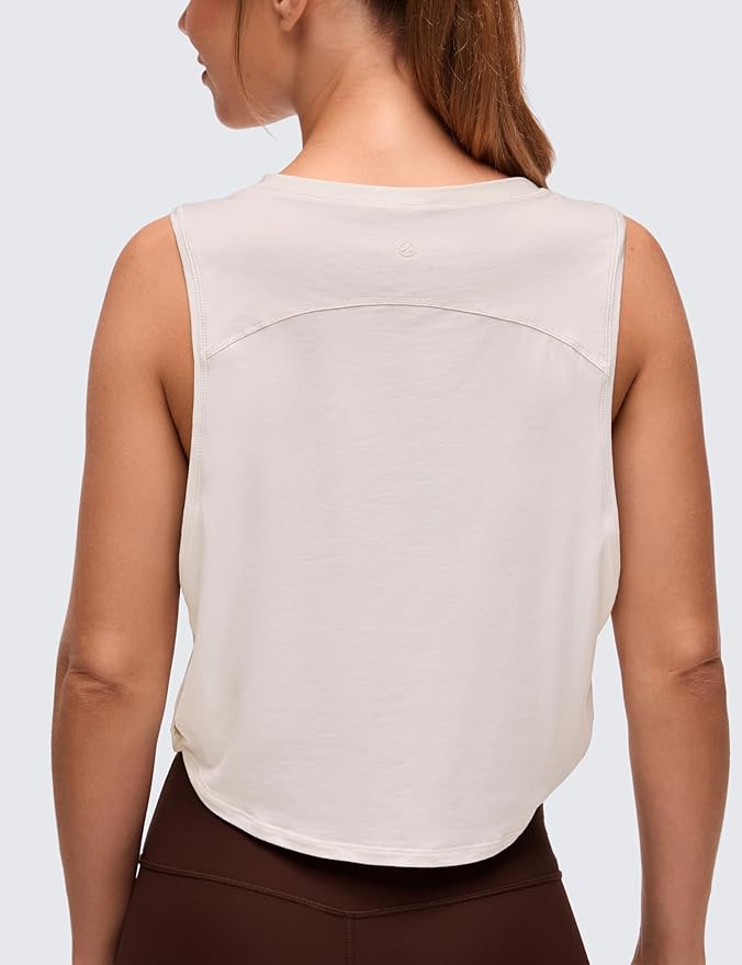 CRZ YOGA Pima Cotton Large Armhole Tank Tops for Women - Workout Sport Athletic Yoga Running Gym Loose Crop Sleeveless Shirts