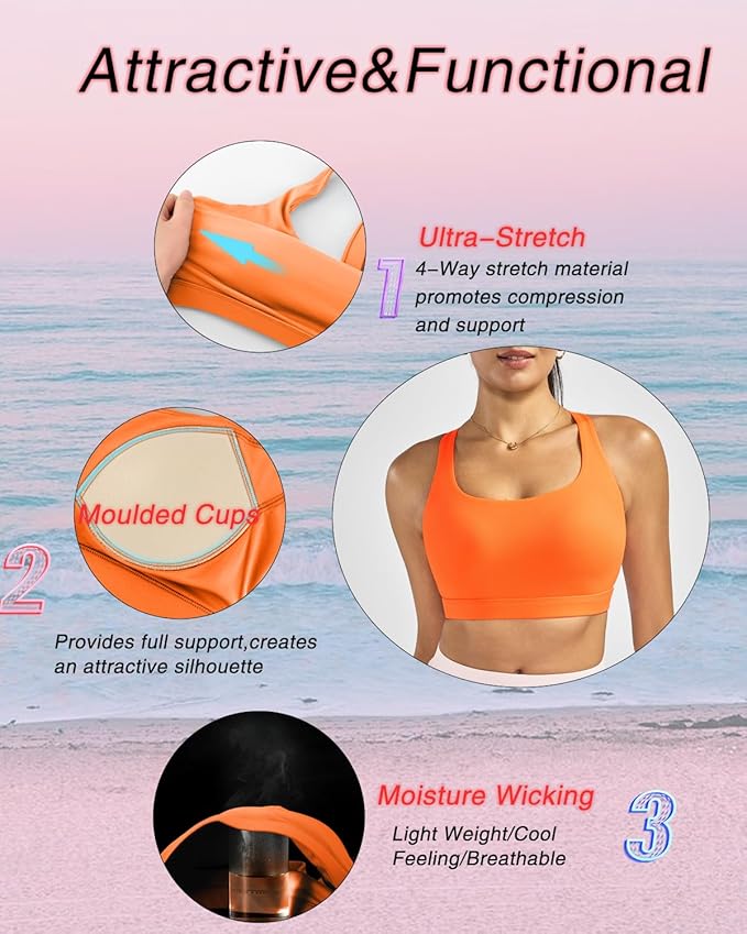RUNNING GIRL Sports Bras for Women, Molded Cup High Impact Sports Bra Workout Bras for Women High Support Racerback