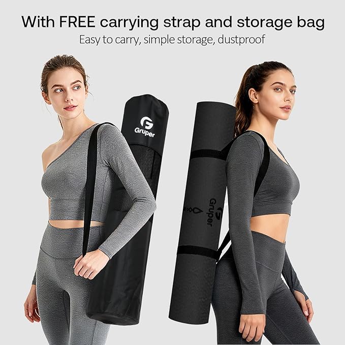 Gruper Yoga Mat Non Slip TPE Extra Wide Yoga Mat with Alignment Mark, 72"L x 32"W x 0.32"/0.24"Th (183cm x 80cm x 8mm/6mm), Anti-Tear Exercise Mat with Carrying Strap and Bag, Workout Mats for Yoga, Pilates