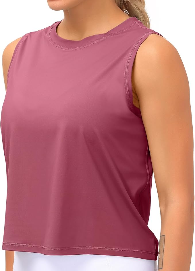 Dragon Fit Womens Ice Silk Workout Tank Tops Sleeveless Cropped Yoga Shirt for Running Gym Summer