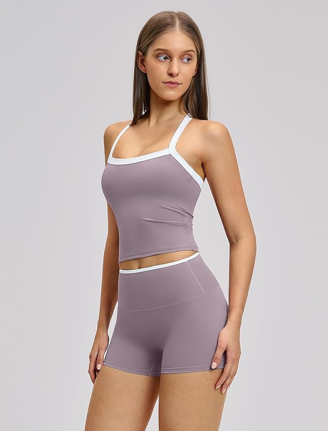 QBGJTD Two Piece Workout Sets For Women Tank Top Matching High Waist Booty Lifting Shorts Gym Yoga Active Wear Outfits