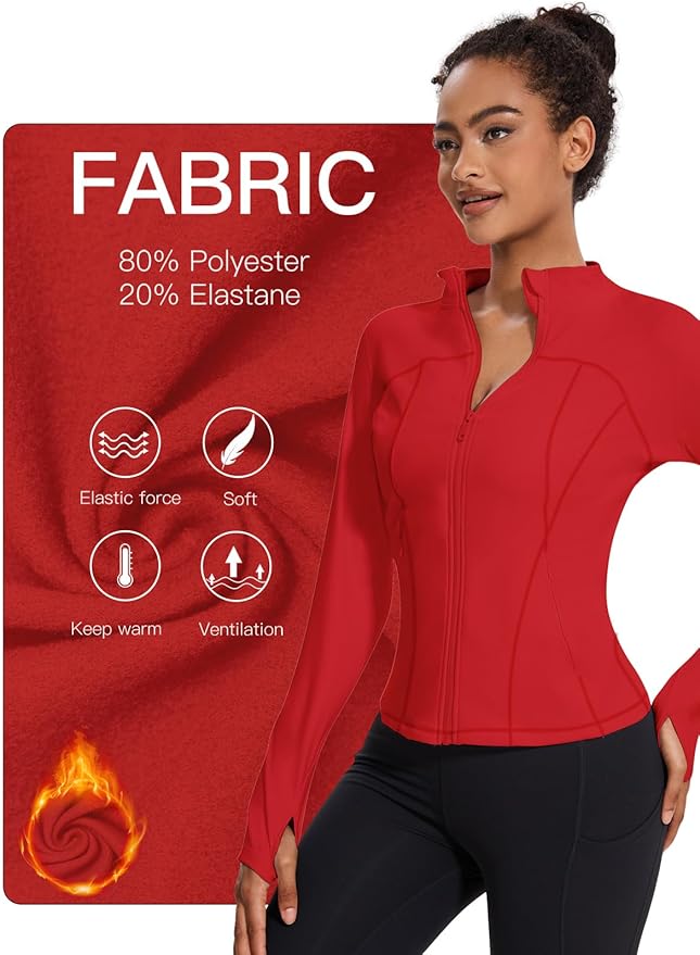VUTRU Womens Workout Yoga Jacket Lightweight Zip Up Athletic Jacket Lightweight Cropped Jacekt with Pockets