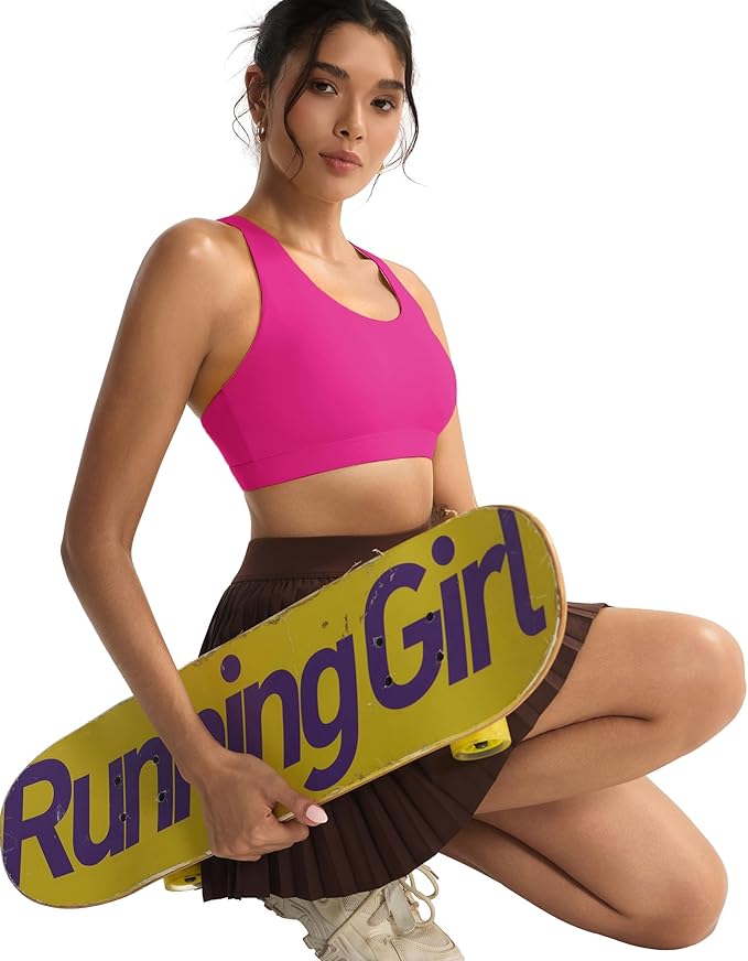 RUNNING GIRL Sports Bras for Women,Padded Strappy Sports Bras Criss-Cross Back Medium Support Sports Bras with Removable Cups