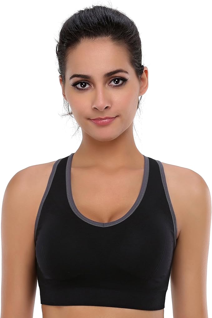 Women's Seamless Racerback Sports Bra High Impact Support Yoga Gym Workout Fitness