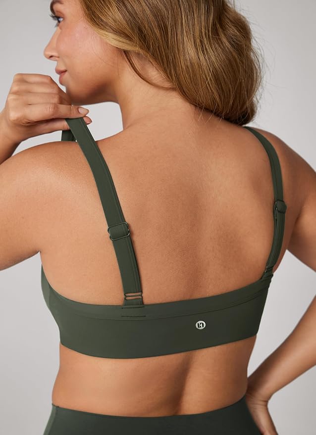 UNISSU Hugcurve Adjustable Sports Bra Square Neck Wireless Padded Yoga Workout Tops