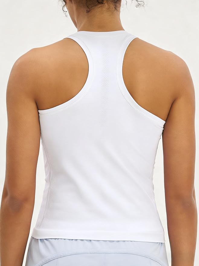 MCEDAR Women Seamless High Neck Workout Tank Tops Racerback Breathable Athletic Tops Slim Fit Running Tops