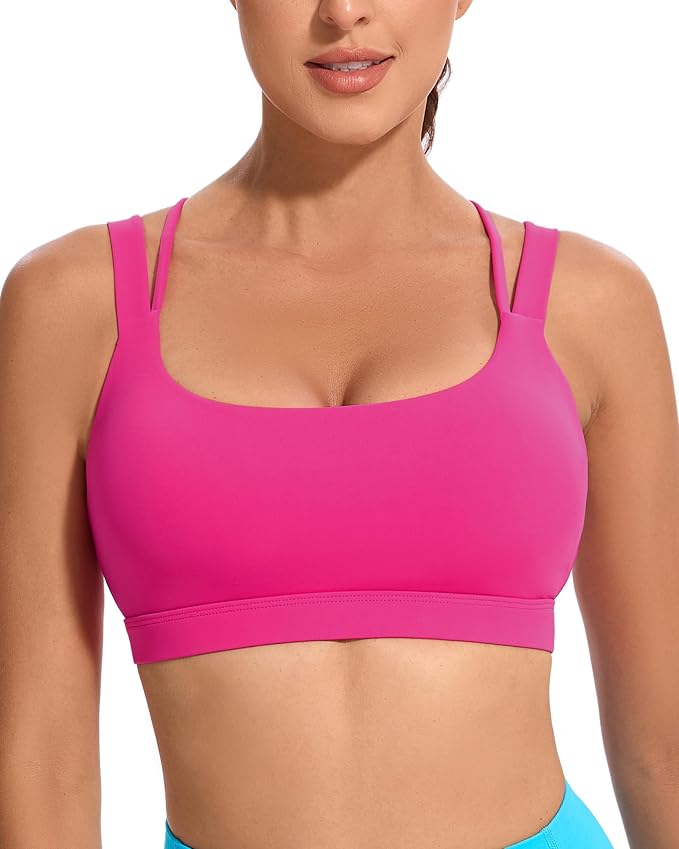 RUNNING GIRL Sports Bras for Women,Padded Strappy Sports Bras Criss-Cross Back Medium Support Sports Bras with Removable Cups