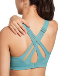 Yvette Sports Bra High Impact Adjustable Criss Cross Back, Full Support for Large Bust No Bounce