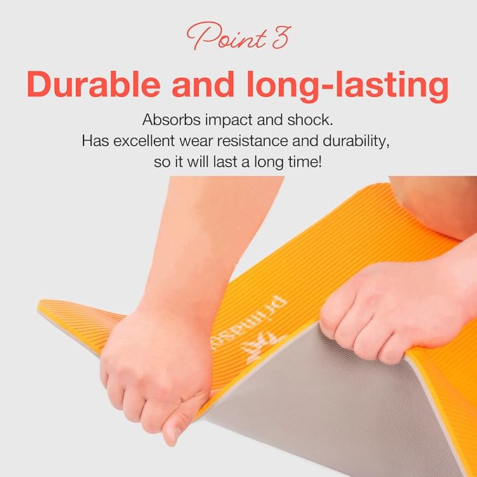 PRIMASOLE Yoga Mat Eco-Friendly Material 1/2 inch Non-Slip Yoga Pilates Fitness at Home & Gym 4 Colors with Carrying Case & Strap