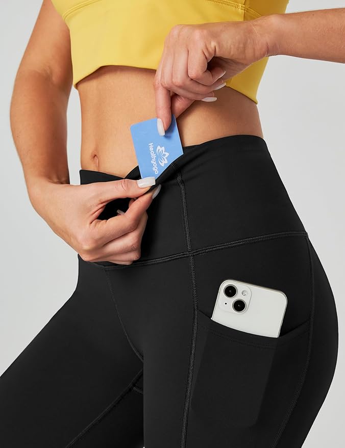 Heathyoga Capri Leggings for Women High Waisted Capri Leggings with Pockets for Women Tummy Control Yoga Pants Women