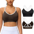 VEQKING Women's Cross Back Sports Bra Padded Strappy Medium Support Yoga Bra for Workout Fitness 3 Pack