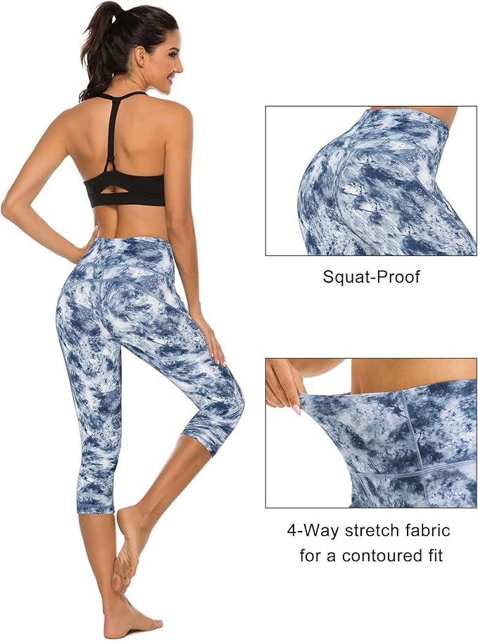 Stelle Women's Capri Yoga Pants with Pockets Essential High Waisted Leggings for Workout