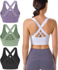 Evercute Sports Bras for Women Padded Medium Support Criss Cross Strappy Bra Seamless High Impact Yoga Exercise Athletic Bras