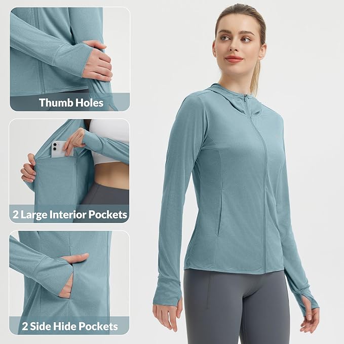 baleaf Women's Sun Protection Jacket Hoodie Clothing Lightweight Long Sleeve Sun Cover Up Shirt