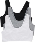 Hanes Women's Pack, Cotton Scoopneck Bralette, Low-Impact Sports Bra, 3-Pack