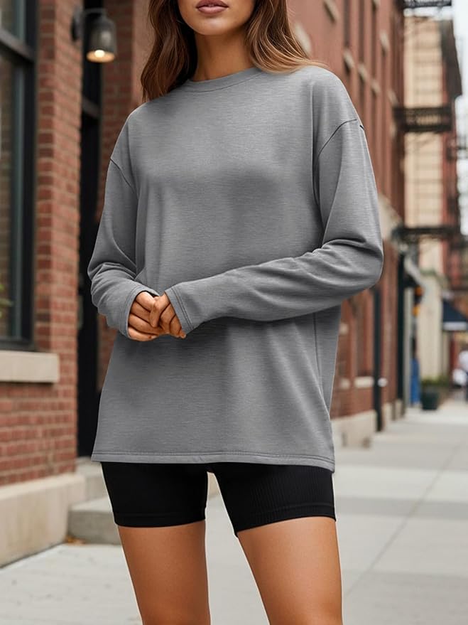 Trendy Queen Womens Spring Tops Oversized Long Sleeve T Shirts 2026 Basic Tee Fall Casual Workout Y2K Clothes