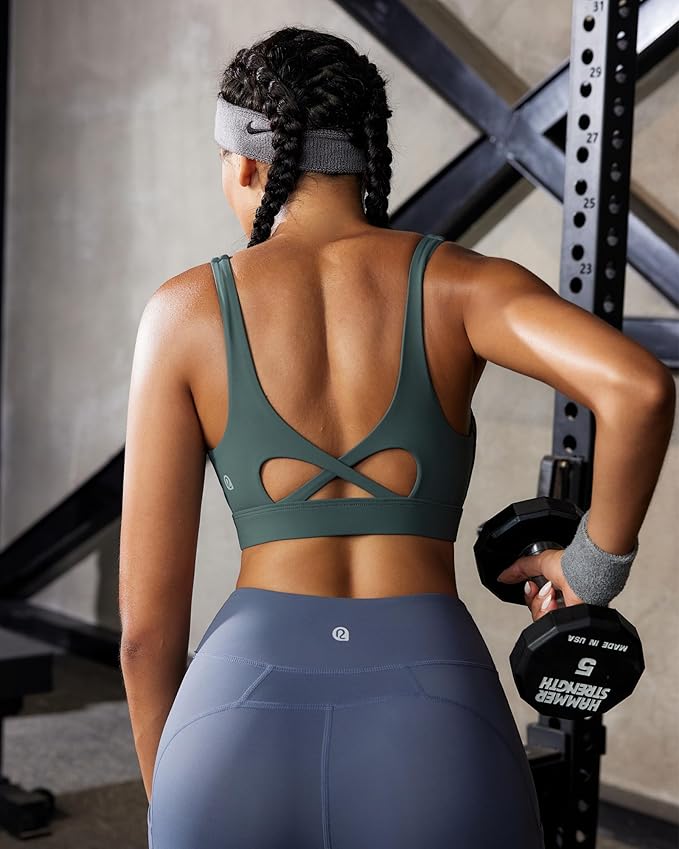RUNNING GIRL Sports Bra for Women High Support, Molded Cup High Impact Sports Bras with Sewn in Pads Workout Running Bra