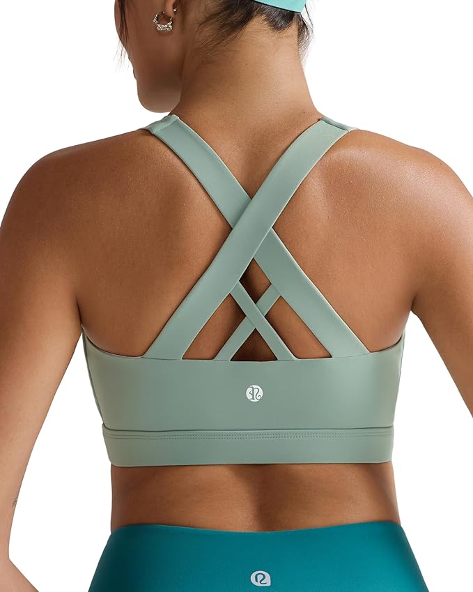 RUNNING GIRL Sports Bras for Women,Padded Strappy Sports Bras Criss-Cross Back Medium Support Sports Bras with Removable Cups