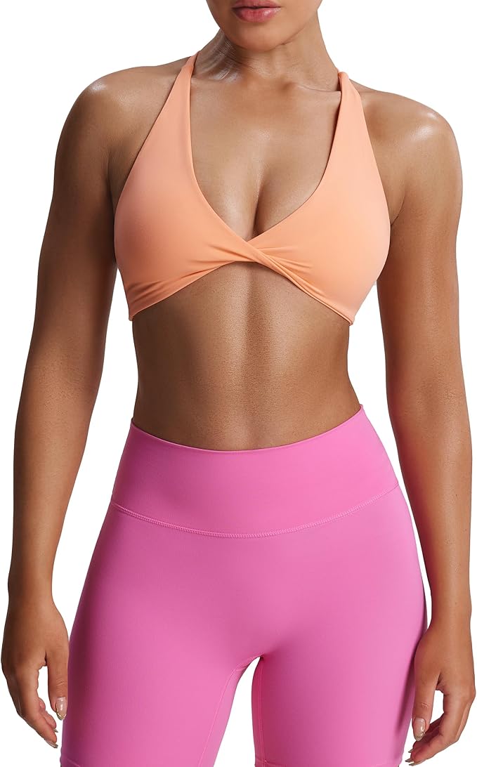 Aoxjox Women's Workout Sports Bras Fitness Metamorph Sienna Twist Bra Yoga Crop Tank