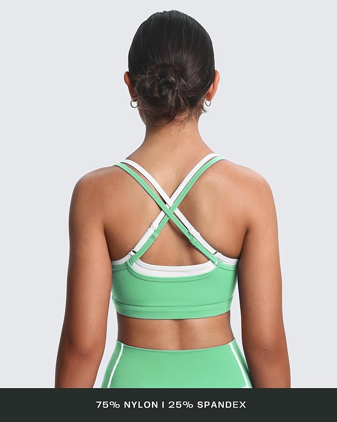 Aoxjox Women's Workout Sports Bras Takes Two Bra High Impact Training Fitness Running Yoga Crop Tank