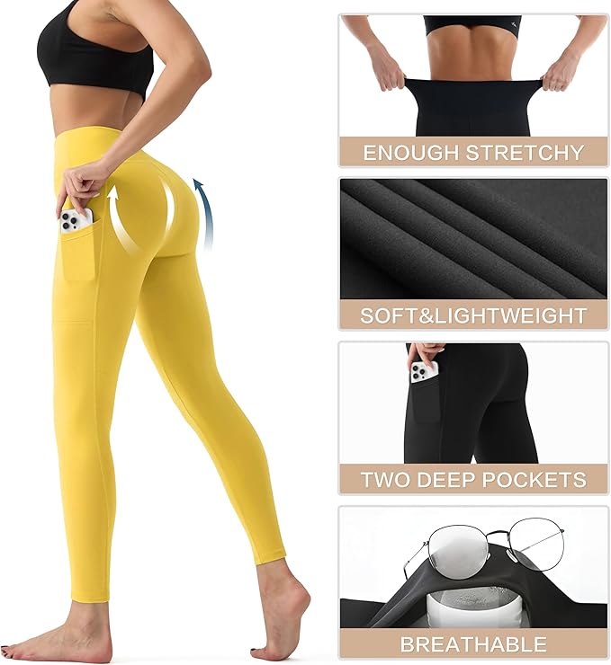 YUDSUD High Waisted Leggings for Women - Tummy Control Yoga Pants for Workout Running Athletic Women's Leggings Plus Size