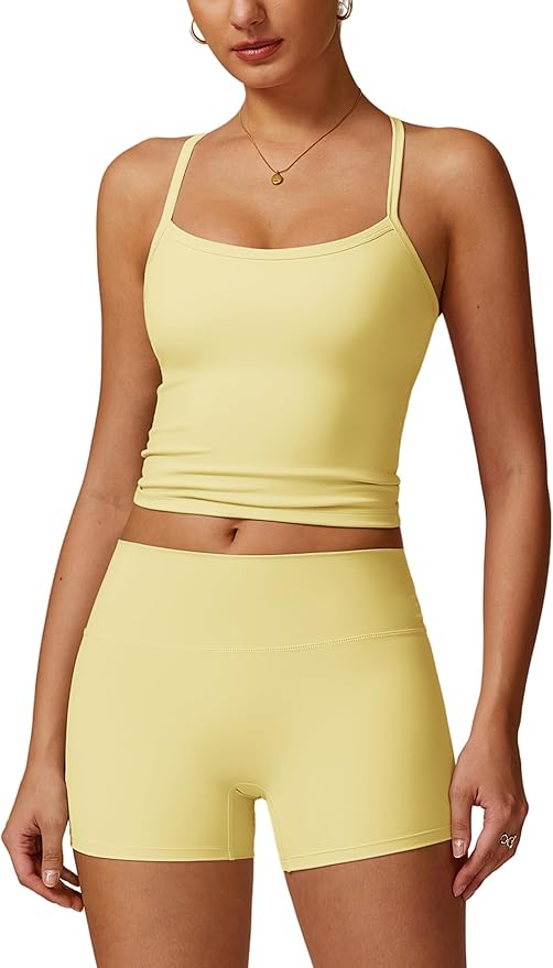IMEKIS Women's Workout Sets 2 Piece Yoga Outfit High Waisted Biker Shorts Leggings Sports Bra Gym Fitness Clothes Tracksuit