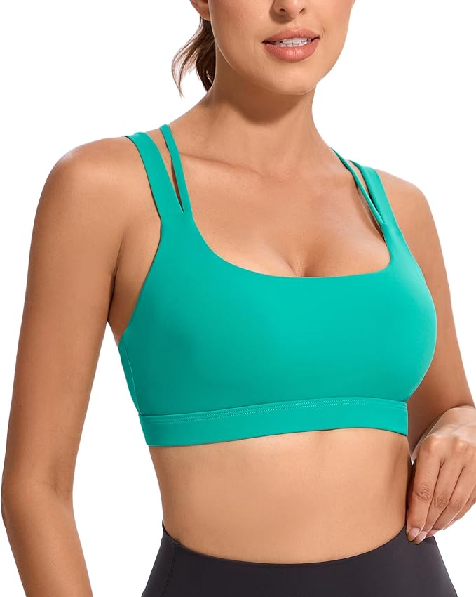 RUNNING GIRL Sports Bras for Women,Padded Strappy Sports Bras Criss-Cross Back Medium Support Sports Bras with Removable Cups