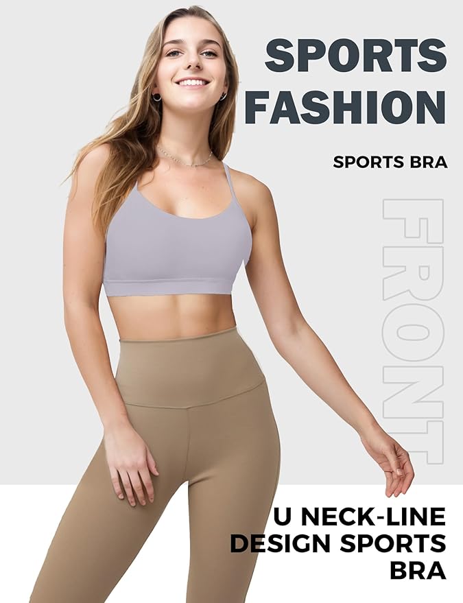 Buauty Sports Bra for Women, Y Back Light Support Workout Bra with Removable Pads for Yoga Pilates Gym