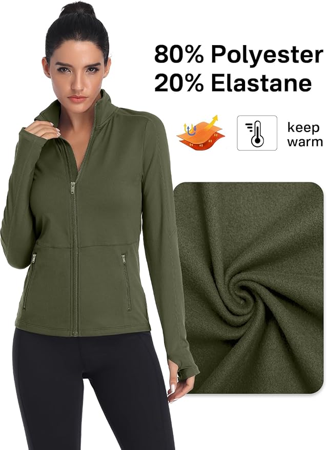 VUTRU Women's Workout Yoga Jacket Full Zip Running Track Jacket Fleece Athletic Jacket
