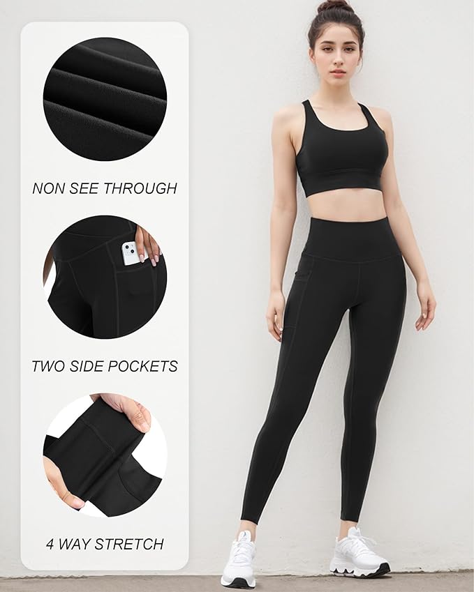 Dimore 4 Pack Workout Leggings for Women with Pockets,High Waisted Tummy Control Yoga Pants for Workout Running