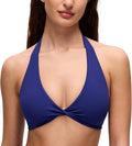 CRZ YOGA Butterluxe Double Lined Twist Halter Sports Bras for Women - Deep V Neck Crop Top Casual Open Back Non Padded