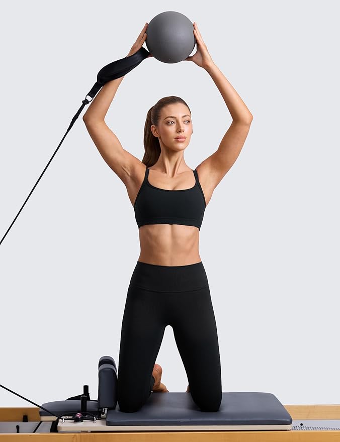 CRZ YOGA Butterlift Double Lined Scoop Neck Sports Bras for Women - Spaghetti Straps U Back Yoga Top Non Padded