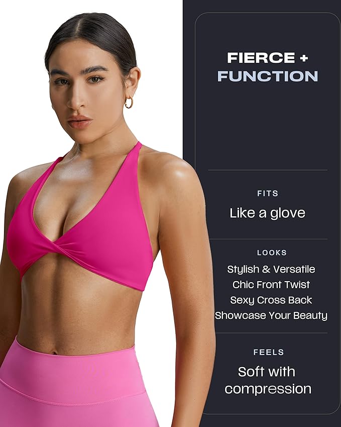 Aoxjox Women's Workout Sports Bras Fitness Metamorph Sienna Twist Bra Yoga Crop Tank
