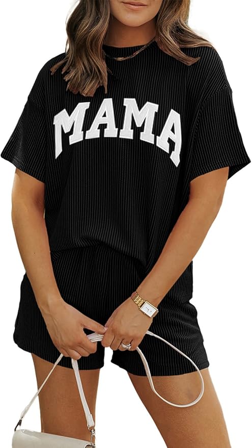 MARZXIN Women 2 Piece Shorts Set 2026 Casual Summer Cruise Outfits Ribbed Loose Short Sleeve Pocket Matching Lounge Sets
