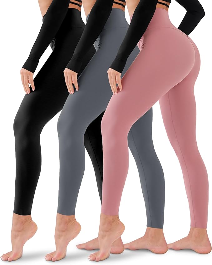 3 Pack Leggings for Women-No See-Through High Waisted Tummy Control Yoga Pants Workout Running Legging