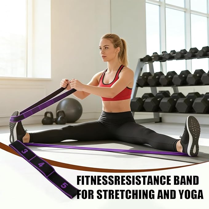 Elastic Yoga Stretching Strap with Loops, 3Pcs Yoga Strap Numbered Resistance Band 8 Segment Pilates Stretching Band for Physical Dance Stretch Pilates Resistance Bands (Pink + Blue + Purple)