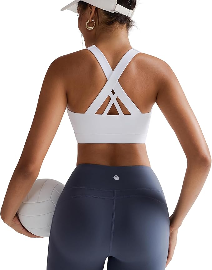 RUNNING GIRL Sports Bras for Women,Padded Strappy Sports Bras Criss-Cross Back Medium Support Sports Bras with Removable Cups