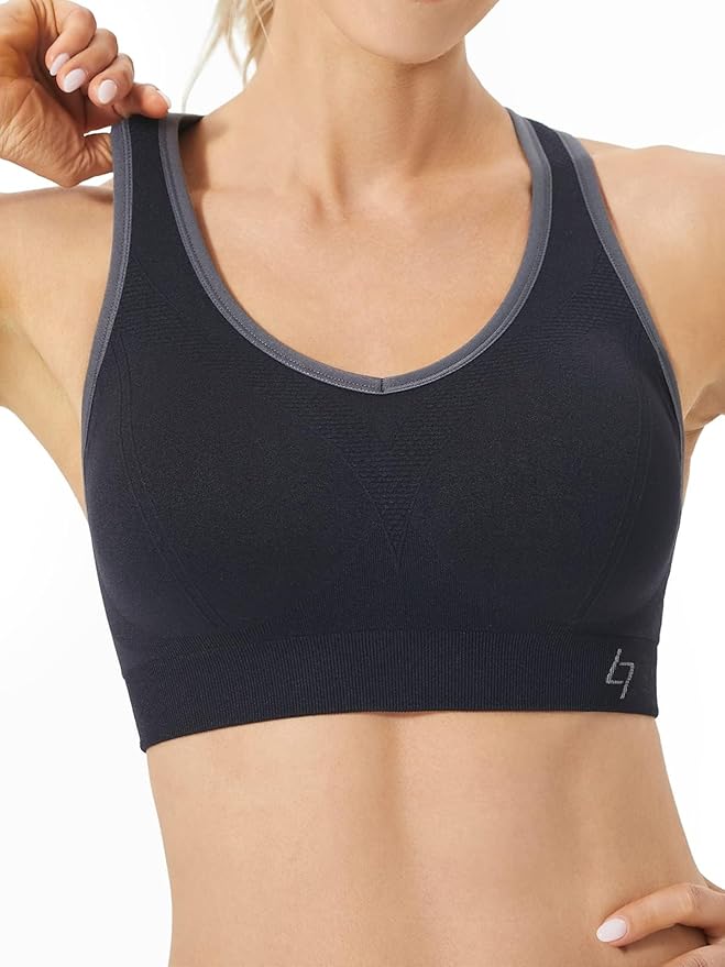 FITTIN Racerback Sports Bras for Women - Padded Comfortable Seamless Support for Yoga Workout Gym - for Plus Size Large Bust