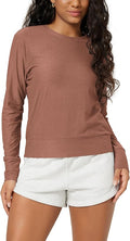 ODODOS Women's Long Sleeve Crewneck Tee - Ultra-Soft odSTRATUM Tech Performance T-Shirts UPF 50+ Daily Pullover Tops